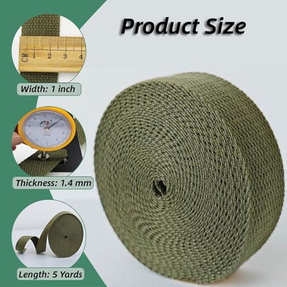 Cotton Webbing 1 Inch 5 Yards for Bag Strap Sewing Crafts, Olive - color: Olive