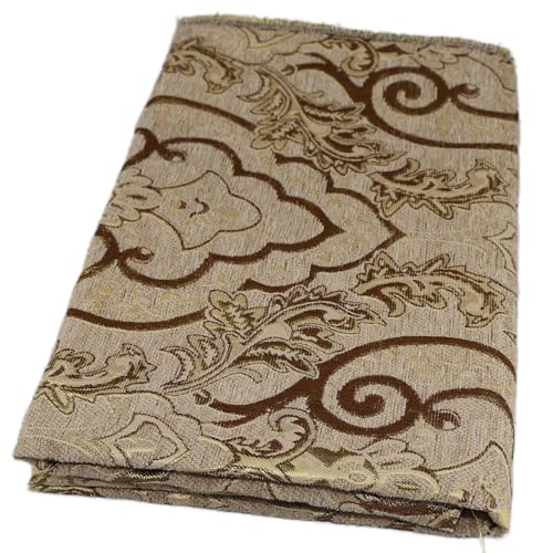 TinaKim Luxury Chenille Damask Upholstery Fabric - Heavy Duty European Floral Textured Fabric for Sofa Slipcovers, Cushion Covers, Ottoman, Chair Seats | Indoor Home Decor (2 Beige, 6 Yard) - color: Beige 2, size: 6 yard pre cut