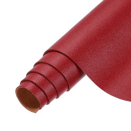 MECCANIXITY Faux Leather Sheets 12x53 Inch (30x135cm) Smooth Solid PU Leather Fabric Roll for DIY Handmade Craft Sewing Bowing Earrings, Conch Red/Yellowish-Brown - color: Conch Red/Yellowish-brown, size: 12x53 Inch