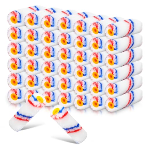 Leumoi 100 Pcs 4 Inch Microfiber Paint Roller Covers, Red Blue - color: Red Blue