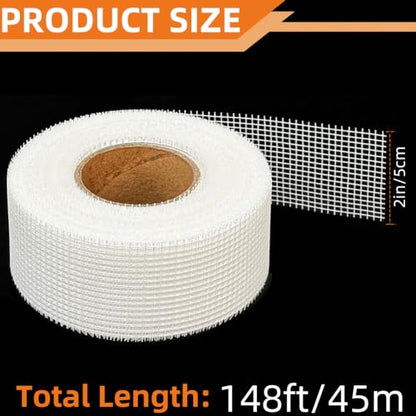 Drywall Joint Tape, 2" x 148 FT Self-Adhesive Fiberglass Drywall Mesh Tape