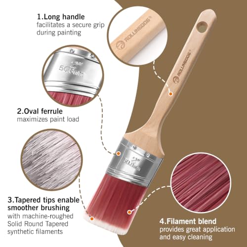 ROLLINGDOG 2 Inch Oval Angled Paint Brush