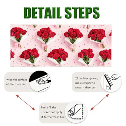 Wall Decal 78.7 x 15.7 in Red Rose Bouquet Peel and Stick - color: colorful1023