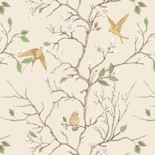 CiCiwind Vintage Peel and Stick Wallpaper Bird Wallpaper 17.3''x78.7'' - size: 17.3" x 78"