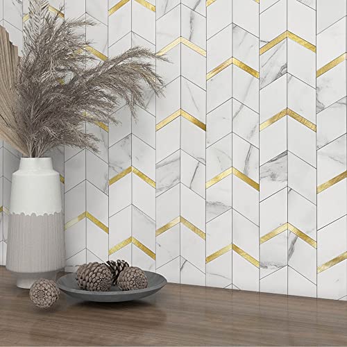 Kitchen Peel and Stick Backsplash Tiles Diamond White Gold 10pcs - color: White Gold, size: 10sheets