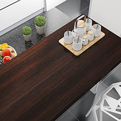 FunStick 24"x200" Brown Walnut Wood Contact Paper for Cabinets Peel and Stick Countertop Contact Paper Waterproof Self Adhesive Wood Grain Wallpaper for Walls Table Desk Counter Top Covers Vinyl Wrap - size: 24"W x 200"L