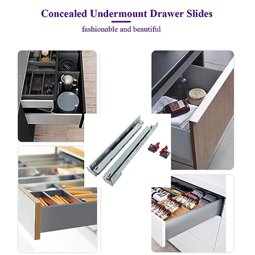 Undermount Soft Close Drawer Slides 21 Inch 6 Pairs Full Extension - size: 21 Inch