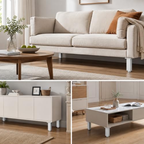 Geesatis Furniture Legs,Adjustable Square Rectangular Replacement Feet - color: White, size: 3inch