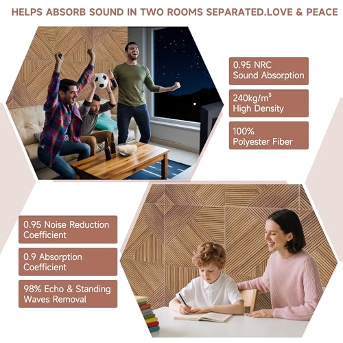 TO-TH Acoustic Wall Panels Self-Adhesive Noise Dampening panel 6Pack, Beech - color: Beech