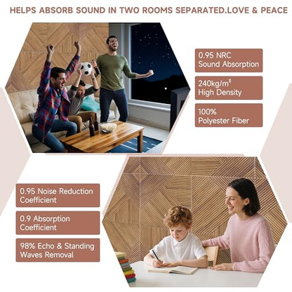 TO-TH Acoustic Wall Panels Self-Adhesive Noise Dampening panel 6Pack, Beech - color: Beech