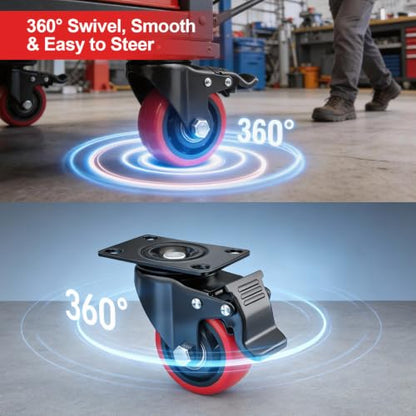 4" Caster Wheels,4 inch Heavy Duty Casters with Brake Set of 4 - size: 4 Inch (4 Pack)