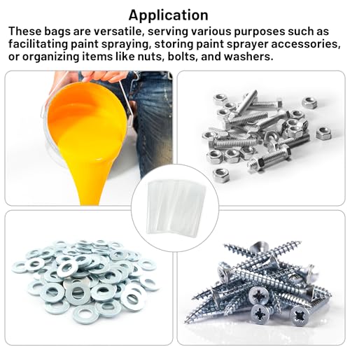 50 Pcs Paint Sprayer Liners Bags, Transparent Sprayer Cup Plastic Liners for Spray Gun Can Compatible with Wagner Paint Sprayer