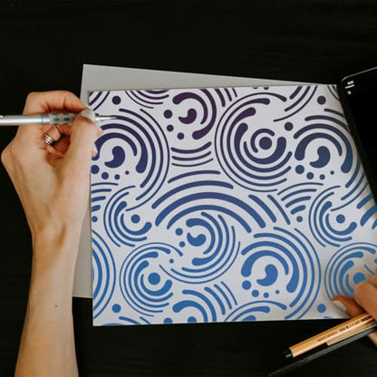 2Pcs Cosmic Swirl Mod Spiral Wall Stencil Templates 11.8 x 11.8 Inch Reusable Plastic Stencils for Painting on Wood Wall Floor Fabric Glass Furniture - style: Swirl Mod Spiral