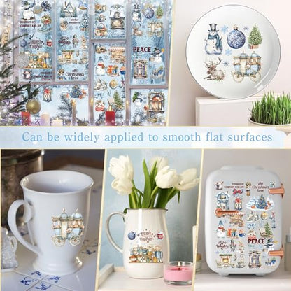 16 Pcs Snowman & Reindeer Rub-On Transfers for Furniture & Crafts - style: Winter