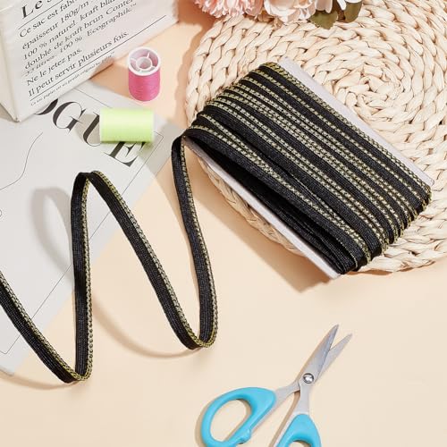 FINGERINSPIRE 21.9 Yards Polyester Braided Piping Trim - 1/2" Wide Black Twisted Lip Cord Trim for DIY Home Curtain Decor