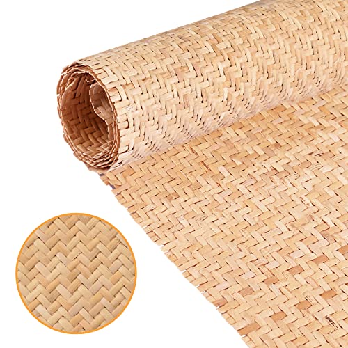 Juilsioa 14"Width Natural Cane Webbing 3.3Ft, V Shape Rattan Roll
