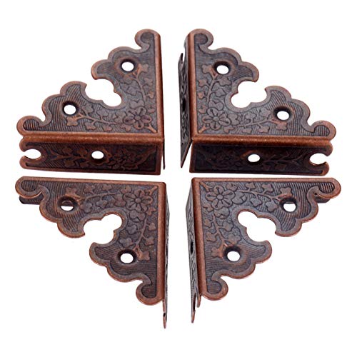 dophee 4Pcs Red Copper Decorative Metal Corner Protectors 1.34"x1.34" - color: Red Copper