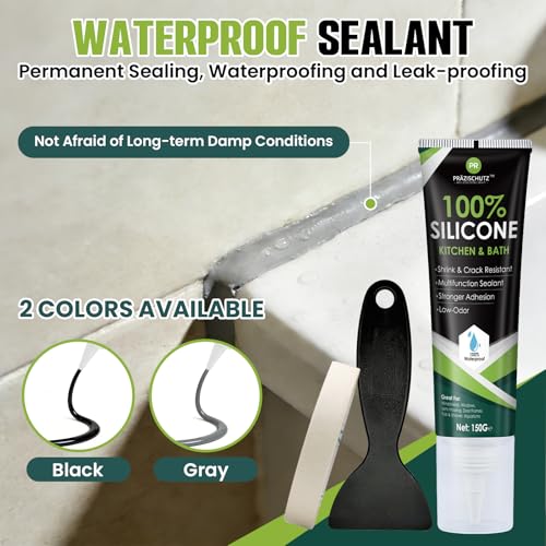 RTV Silicone Sealant - 100% Silicone, Waterproof, Strong Adhesion, Flexible & Durable, Heat & Cold Resistant, Ideal for Car, Kitchen, Bathroom, Window & Door Sealing (Gray,150g) - color: Gray