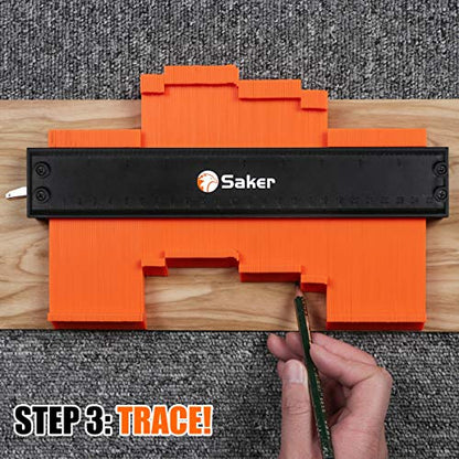 Saker Multi-function Scribing Tool&Saker Contour Duplication Gauge(10 Inch+5 Inch) (ORANGE)