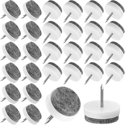 Nail-on Furniture Felt Pads, 30pcs 24mm Round Table Chair Leg Pad - color: White, size: Φ 24 mm
