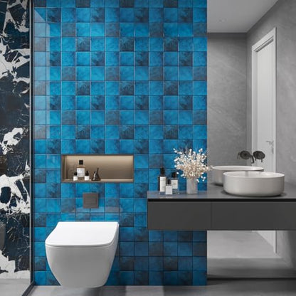 CHIHUT 6 Sheets Peel and Stick Backsplash Tiles 12''x12'' Dark Blue 3D Marble Self Adhesive Wall Tiles Waterproof Stick on Back Splashes for Kitchen Bathroom Backsplash Shower Walls - color: Dark Blue, size: 6 Tiles