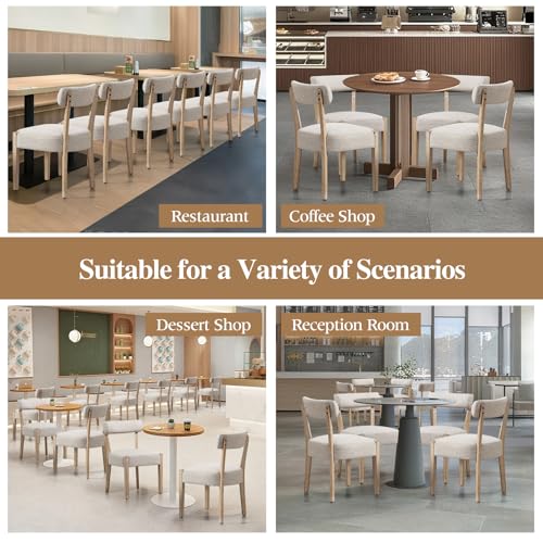 ZJhome Dining Chairs Set of 2,Mid Century Modern Dining Chair Set - Linen Upholstered Low Back Kitchen & Dining Room Chairs with Woven Design,Oatmeal Fabric - color: Oatmeal Fabric, size: Set of 2