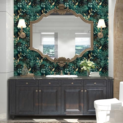 Teal Boho Floral Vinyl Peel and Stick Wallpaper 17.5" x 118" - color: Blue, size: 17.5" x 118"