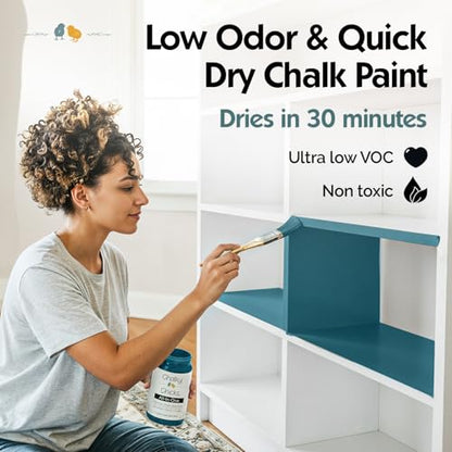 Chalky Chicks Twilight 8 Fl Oz Chalk Paint for Furniture All in One - color: Twilight (Teal Blue), size: 8 Fl Oz (Pack of 1)
