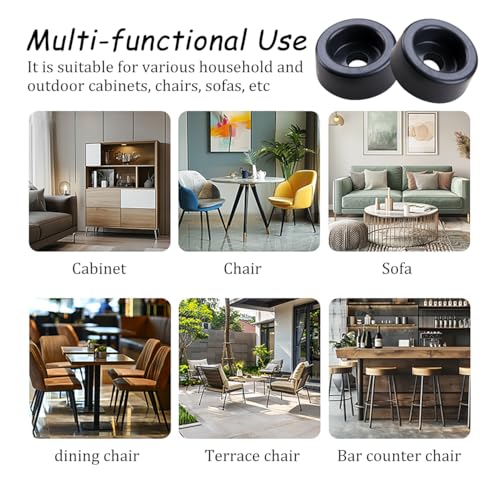 KOOBOOK 20Pcs Round PE Recliner Feet Replacement Ultimate Furniture Feet Pads for Floor Protection for Cabinets Chairs and Sofas Glide Foot Legs Black 31x12mm