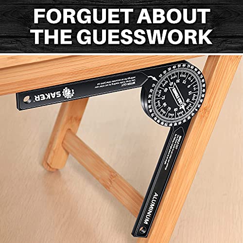 Saker Miter Saw Protractor and Saker Contour Gauge Profile Tool-Unlimited Connection Precisely Copy Irregular Shape Duplicator (2 Pieces) Deep Hole Pencil