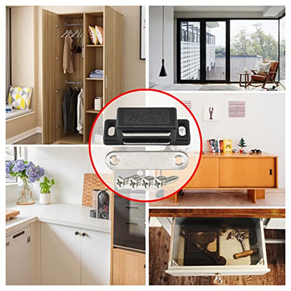 12Pack 15lbs Cabinet Magnets Magnetic Door Catch for Kitchen Closet Door Bathroom Cupboard Wardrobe Closing Drawer Latch and Shutters with Mounting Screws (Black) - color: Black