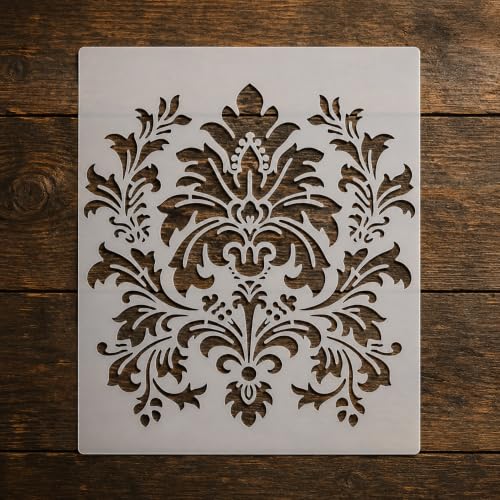 Damask Stencil Template - Reusable Victorian Big Stencils for Painting on Wood, Glass, Wall Rock, Walls, Canvas, Glassware, Spray Painting, Airbrushing (5 x 6) - style: 5 x 6