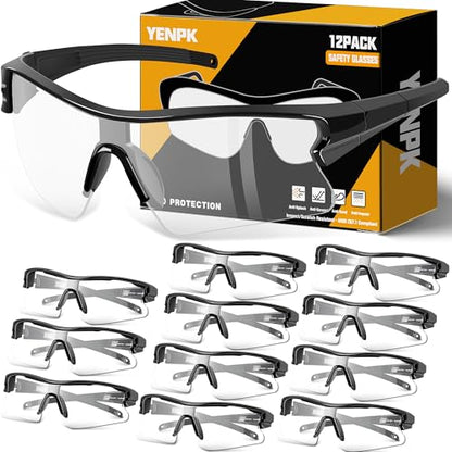 Safety Glasses for Men, Anti Scratch & UV Protection Work Glasses - color: 12 Pack Clear