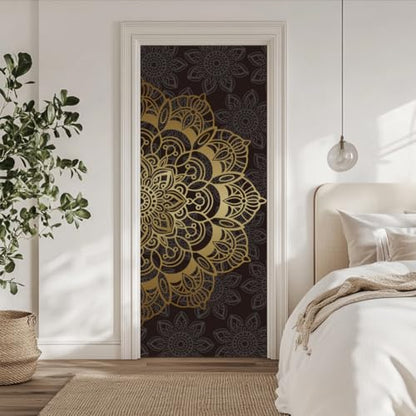 arricraft 2 Pcs Self-Adhesive Door Stickers, 31.5"x78.7" Mandala Pattern Door Murals Stickers Floral PVC Removable Wallpaper Decoration for Bedrooms Living Room - style: Mandala