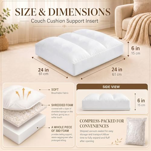 Sieral Couch Cushion Replacement 24" x 24" x 6" Sofa Cushion Replacement - size: 24" X 24"