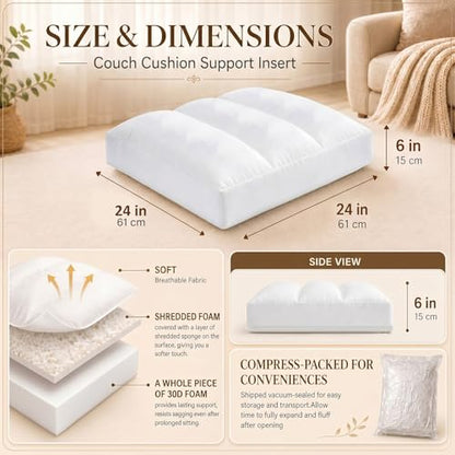Sieral Couch Cushion Replacement 24" x 24" x 6" Sofa Cushion Replacement - size: 24" X 24"
