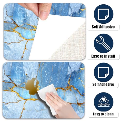 Nuxovilar Light Blue Crystal Marble Wallpaper Peel Stick 15.75x39.37 - color: YFW07271, size: 15.7" x 39.4"