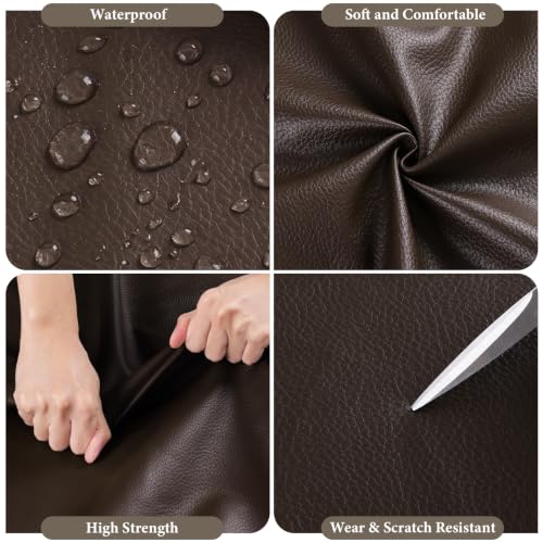 Faux Leather Fabric 1.15MM Thick Marine Vinyl Fabric by The Yard, 10 Yards - color: Dark Brown, size: 10 Yards