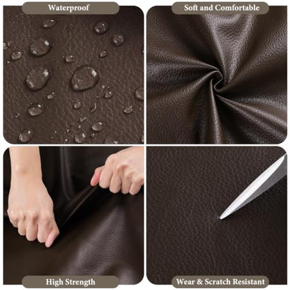 Faux Leather Fabric 1.15MM Thick Marine Vinyl Fabric by The Yard, 10 Yards - color: Dark Brown, size: 10 Yards