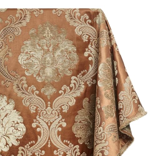 Royal Damask Chenille Upholstery Brocade Satin Jacquard Fabric 56/58 Inch Heavyweight Paisley Floral Polyester by The Yard for Sewing & Upholstery - Rust/Olive (5 Yards) - color: Rust / Olive, size: 5 Yards