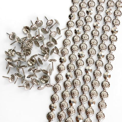 10Meters Upholstery Tacks Strips/Nailhead Trims(H:11mm Nickel Flower) - color: Nickel Flower, size: 11mm