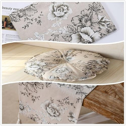 Linen Floral Fabric by The Yard 5 Yard by 62 Inch Width - color: Farmhouse Peony, size: 5 Yard