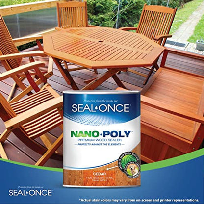 SEAL-ONCE Nano+Poly Wood Sealer and Waterproofer, Cedar, 1 Gallon - color: Cedar, size: 1 Gallon
