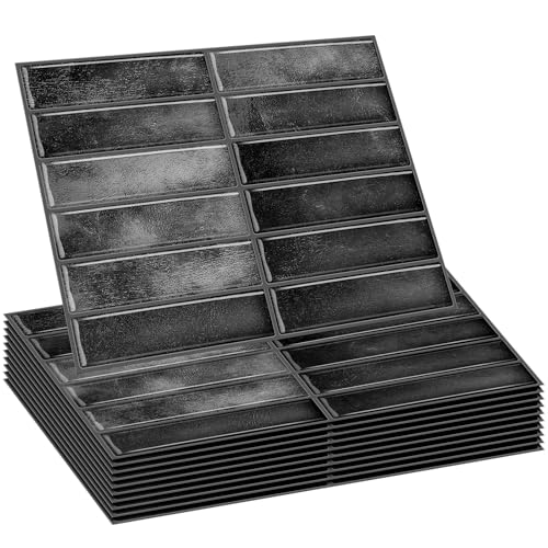 Drydiet 10 Sheets Peel and Stick Tile Backsplash Bulk, 11.43” x 9”, Black - color: Black
