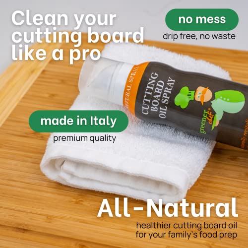 Greener Chef Non Toxic Cutting Board Oil - Innovative Spray for No Mess and Less Waste - Pure Italian Walnut Oil Conditioner for Wood Butcher Blocks, Bamboo Chopping Boards and Wooden Kitchen Utensils