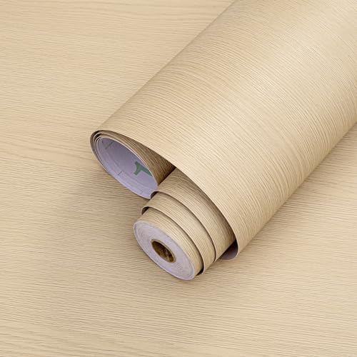 Haimin Wallpaper 24" x 393" Wood Contact Paper Peel and Stick Vinyl Roll - color: Yellow (01)