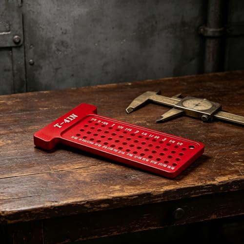 4 Inch Aluminum T Square Woodworking Ruler, Inch Positioning Layout Tool, Hole Marking Gauge, Precision Scribing Straight Edge, Carpenter Measuring Tool for DIY Craft and Furniture Work