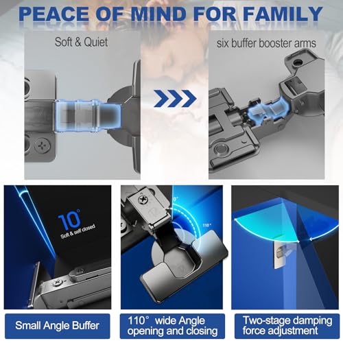 8 Pack Soft Close Cabinet Hinges for Kitchen Frameless Cabinets Inset Self-Closing Concealed Hinge 110° 4D Adjustment Speed Control Ideal for Upgrading Cabinet Doors and Drawers - size: Inset