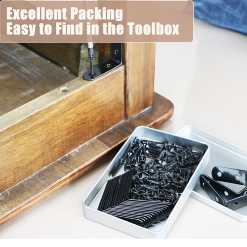10PCS L Brackets, 2 inch Black Metal Angle Corner Braces with Screws for Wood - style: 2inch L Shape Black 10pcs