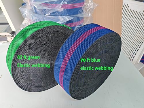 Thick and Heavy Duty Strong Elasticity Elastic Webbing,Dark Blue and Red,2.76" Wide,20' Long,Upholstery DIY,Sofa,Chair,Couch Sitting Belt Replacement,Upholstery Modification Elasbelt (20)